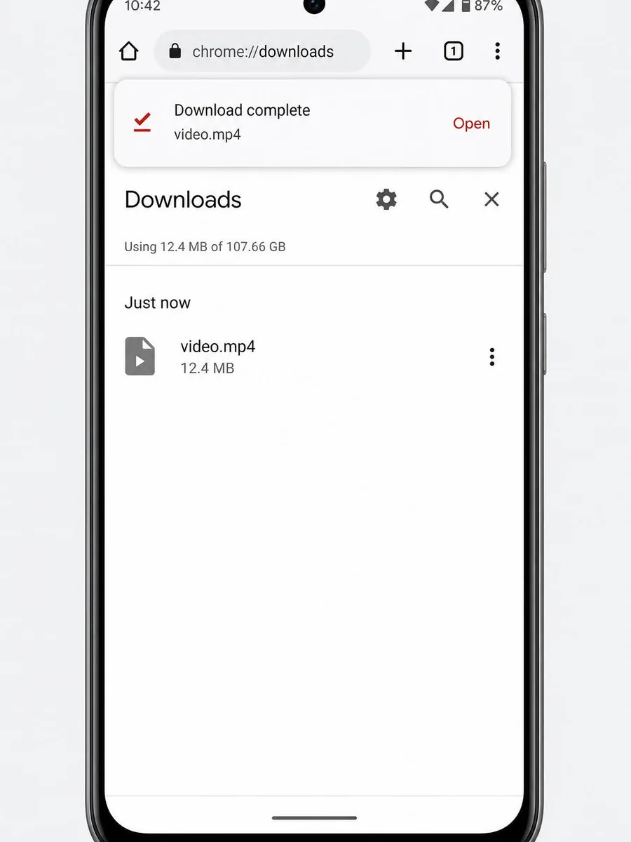 Android download complete screen after saving Pinterest video with PinSavePro